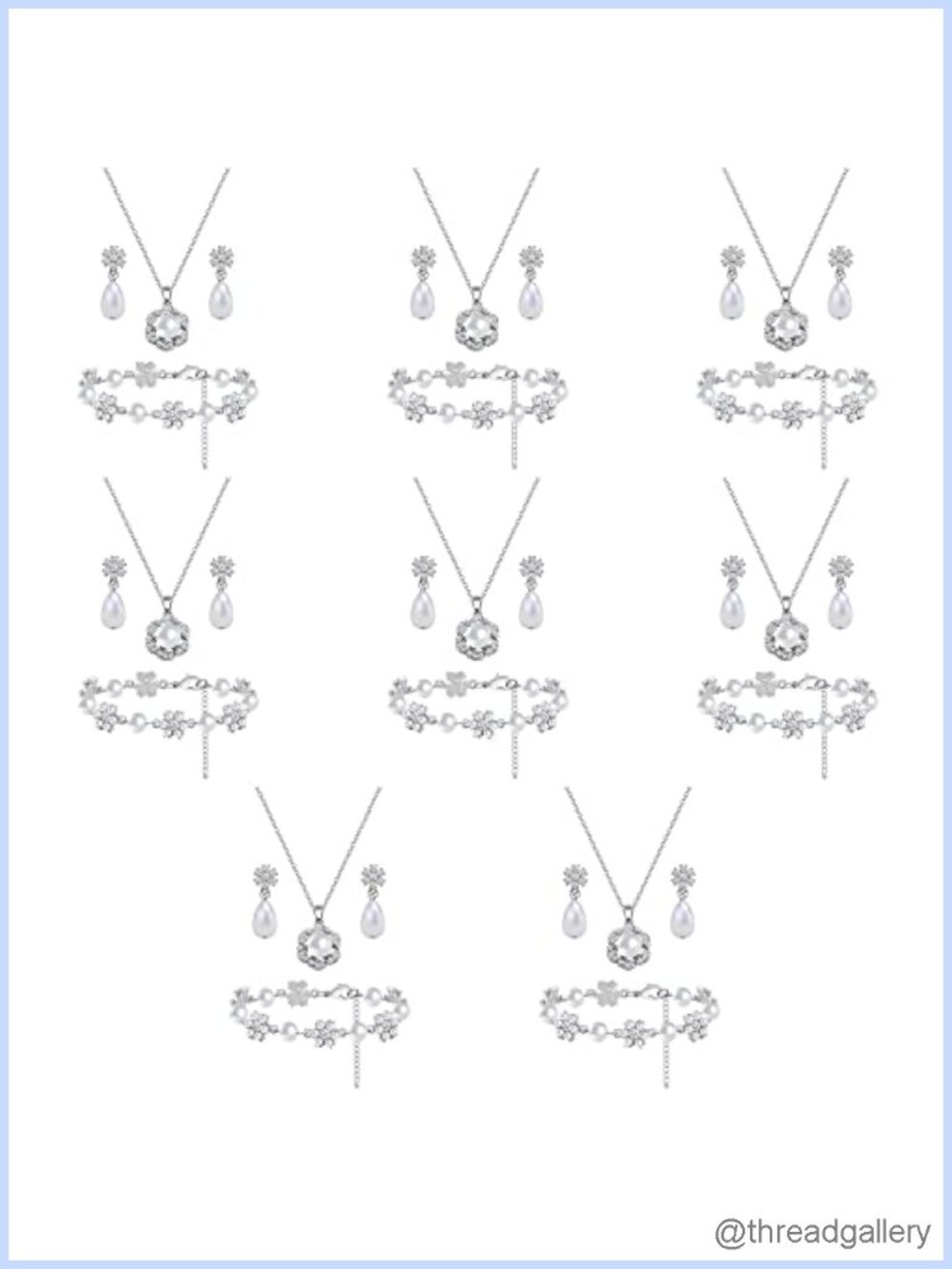 18K Gold Silver Rose Gold Plated Flower Pendant Pearl Jewelry Set Necklace